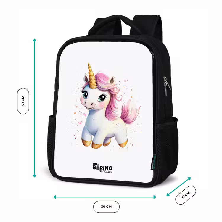 Witte eenhoorn met roze manen Rugzak - Zwart middel -productfoto_formaten