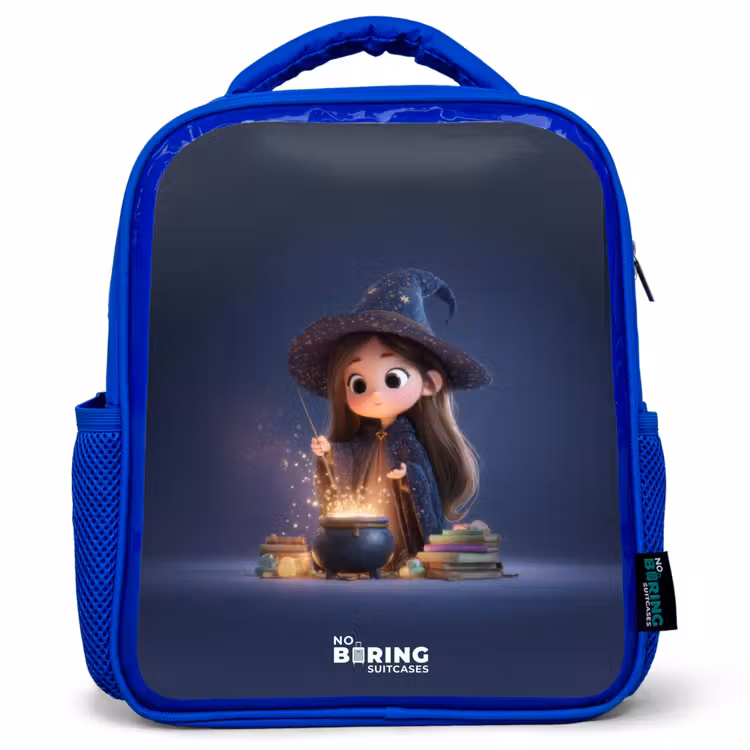 Betoverend meisje met ketel Kinderrugzak - Blauw middel -3d