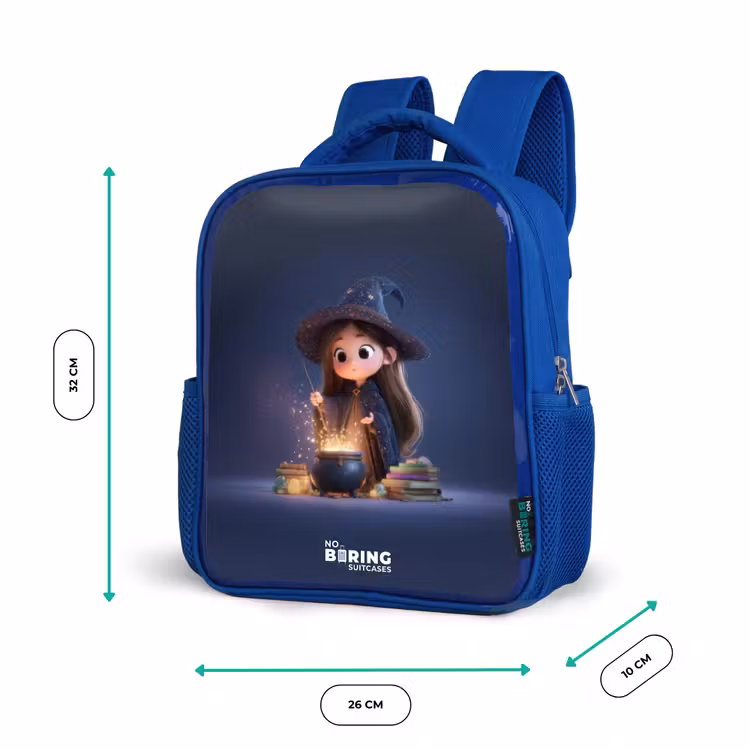 Betoverend meisje met ketel Kinderrugzak - Blauw middel -productfoto_formaten