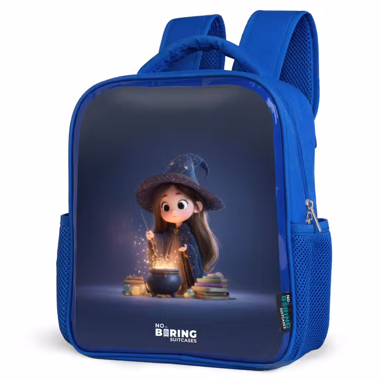 Betoverend meisje met ketel Kinderrugzak - Blauw middel -schuin