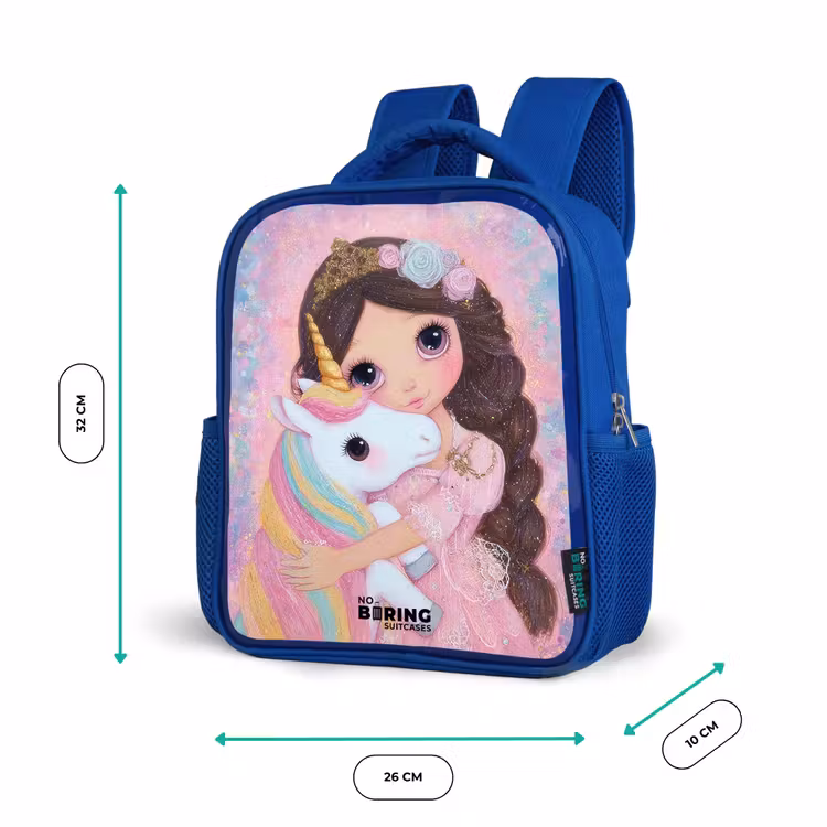 Meisje - Eenhoorn - Glitter Kinderrugzak - Blauw middel -productfoto_formaten