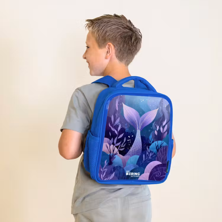 Zeemeermin - Onderwater - Paars - Blauw Kinderrugzak - Blauw middel -sfeer2