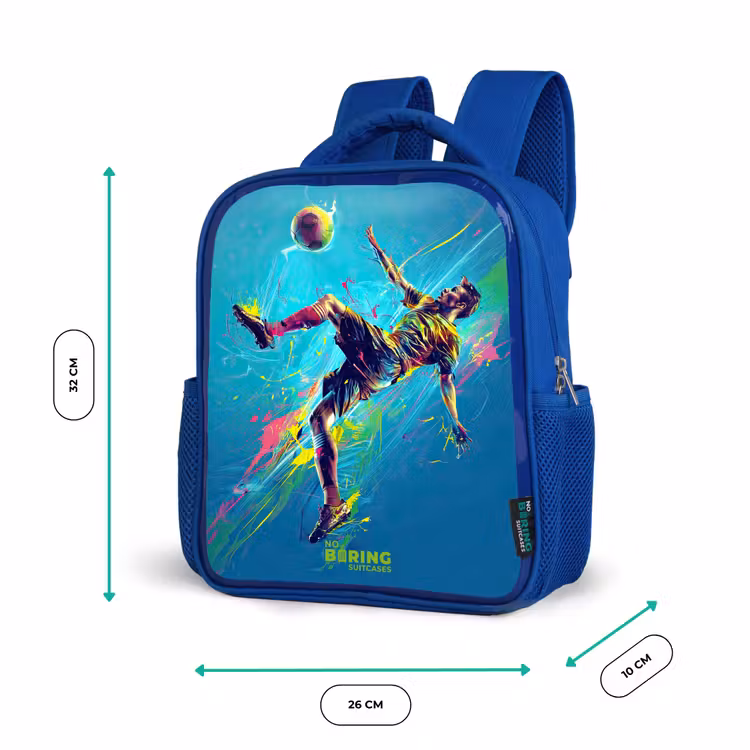 Neon - Voetbal - Schop - Kleurrijk Kinderrugzak - Blauw middel -productfoto_formaten