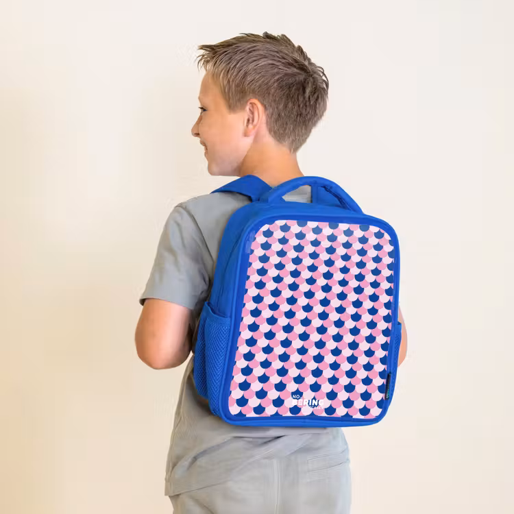 Schubben - Patroon - Blauw - Roze Kinderrugzak - Blauw middel -sfeer2