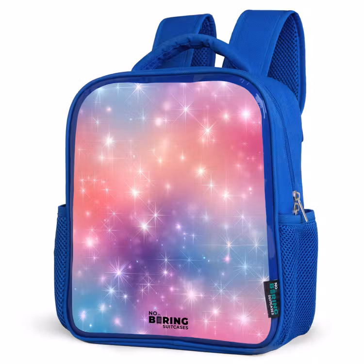 Sterren - Abstract - Kleuren Kinderrugzak - Blauw middel -schuin