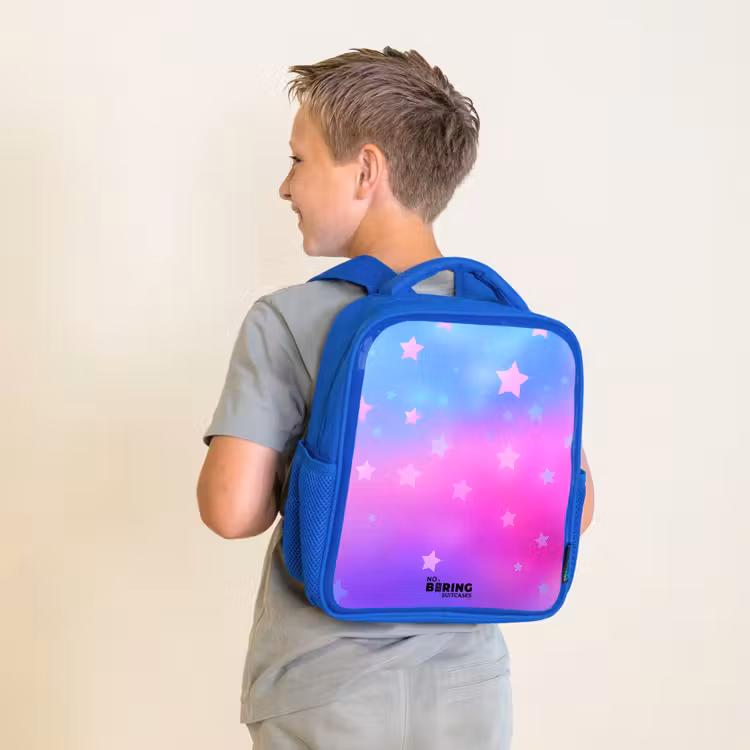 Sterren - Roze - Blauw Kinderrugzak - Blauw middel -sfeer2