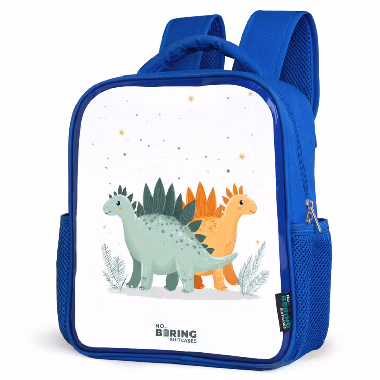 Stegosaurusduo onder sterrenregen Kinderrugzak - Blauw middel -schuin