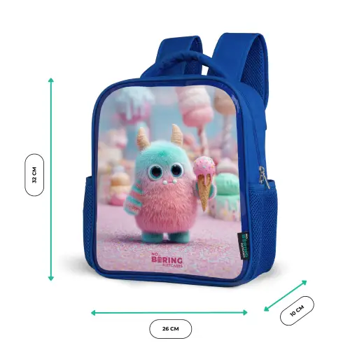 Zoet Monstersnoep Avontuur Kinderrugzak - Blauw middel -productfoto_formaten