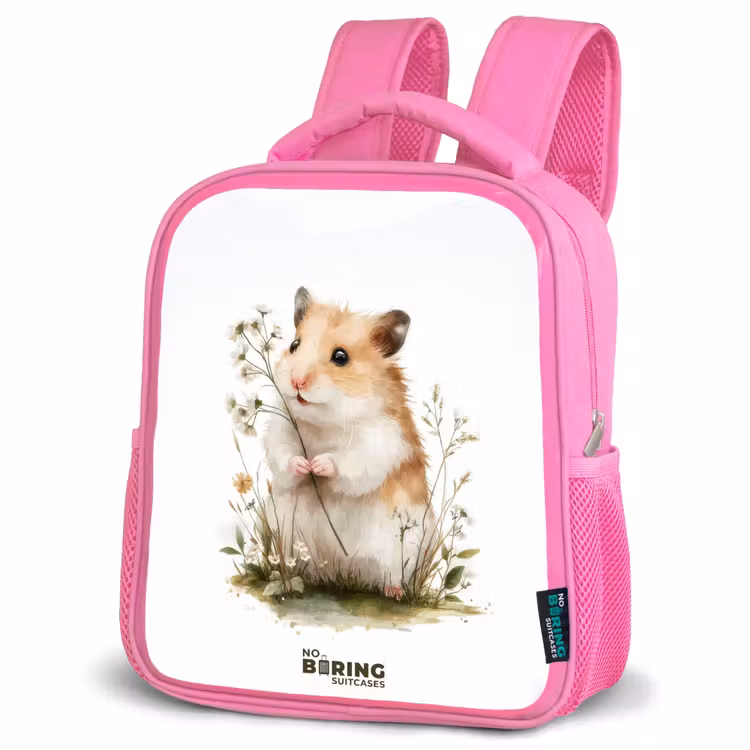Dier - Natuur - Hamster Kinderrugzak - Roze middel -schuin