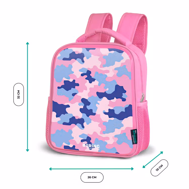 Camouflage - Roze - Blauw Kinderrugzak - Roze middel -productfoto_formaten