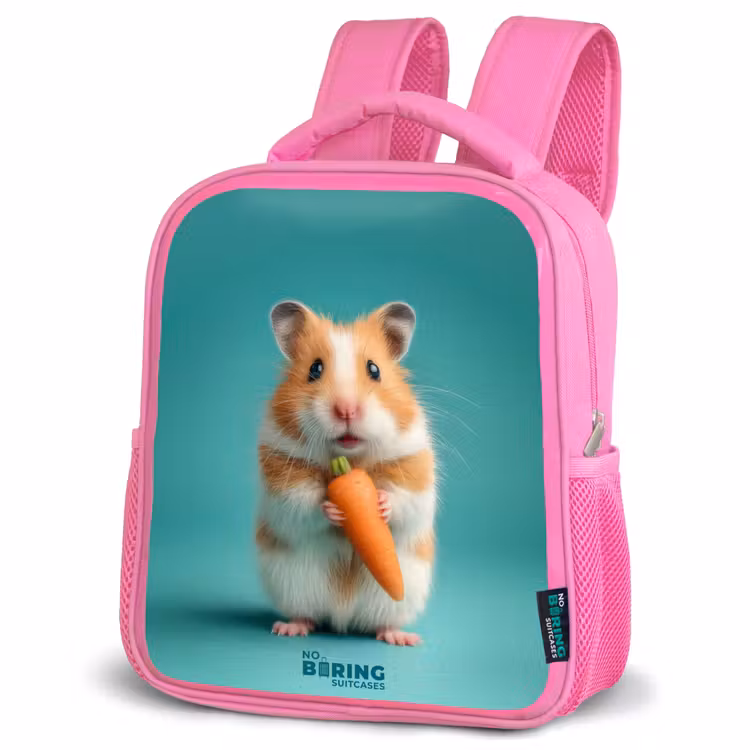 Hamster - Wortel - Dier Kinderrugzak - Roze middel -schuin