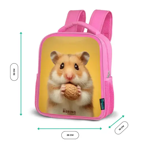 Hamster - Walnoot - Dier Kinderrugzak - Roze middel -productfoto_formaten