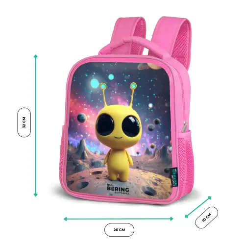 Vrolijk buitenaards wezentje Kinderrugzak - Roze middel -productfoto_formaten