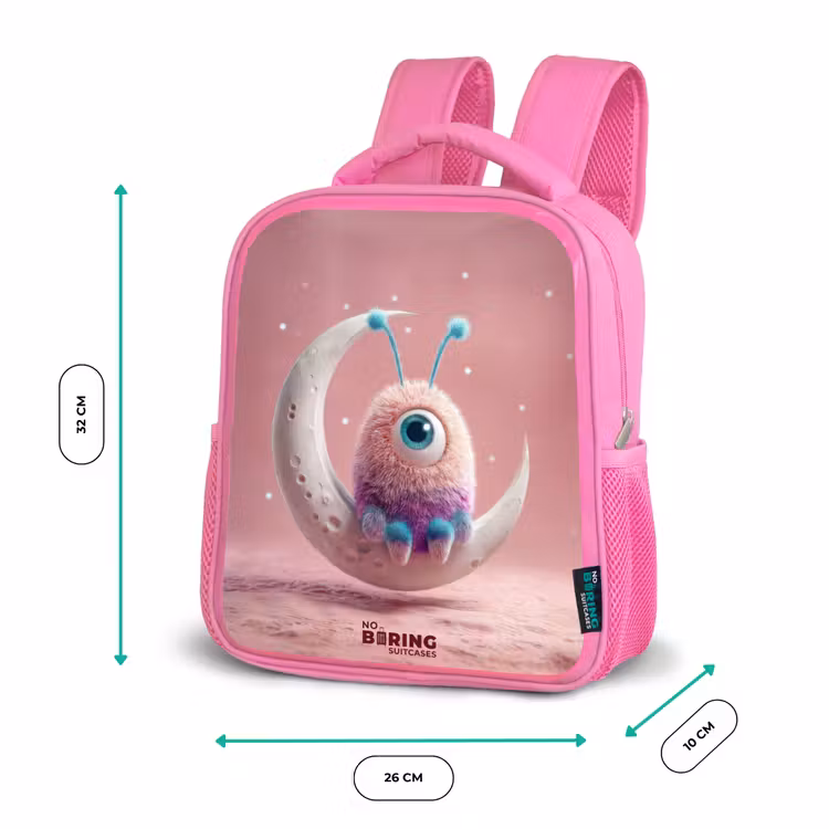 Maanwip met Pluizig Wezentje Kinderrugzak - Roze middel -productfoto_formaten