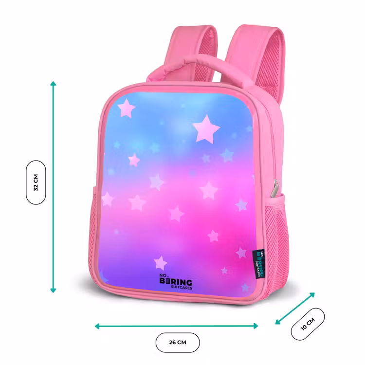 Sterren - Roze - Blauw Kinderrugzak - Roze middel -productfoto_formaten