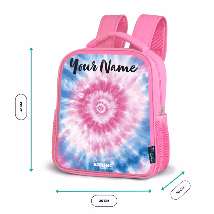 Tie dye - Abstract - Blauw - Roze Kinderrugzak - Roze middel -productfoto_formaten