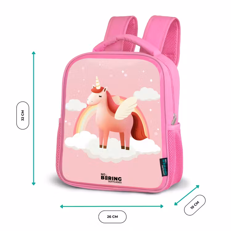 Eenhoorn - Vleugels - Roze - Regenboog Kinderrugzak - Roze middel -productfoto_formaten