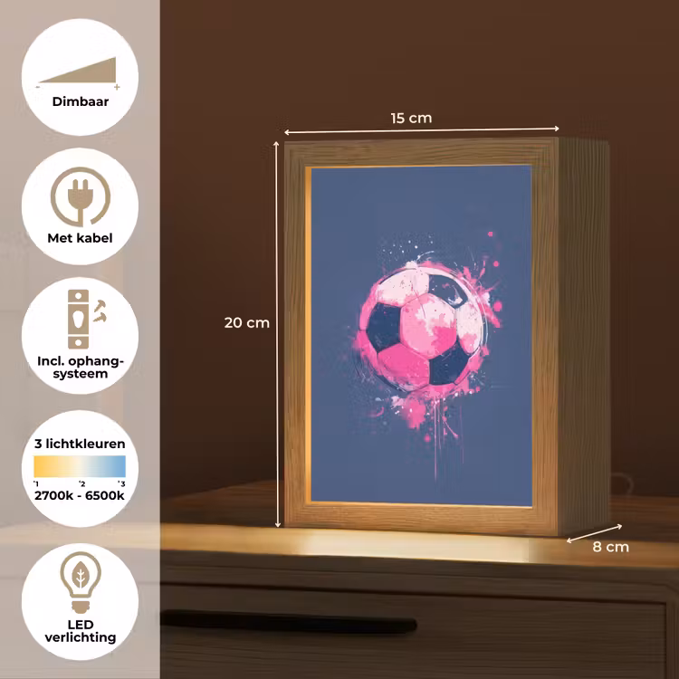 Abstract - Voetbal - Spatten - Roze Light Box met kabel klein -USP_NL