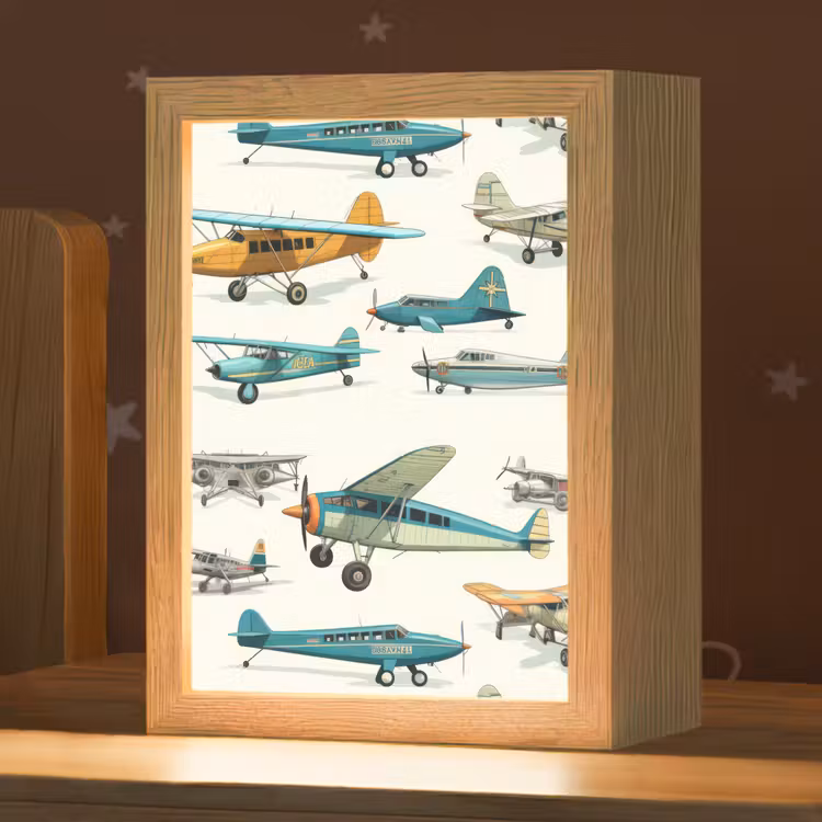 Vliegtuig - Blauw - Kinderen - Jongen - Oranje Light Box met kabel klein -zzz_3d_website
