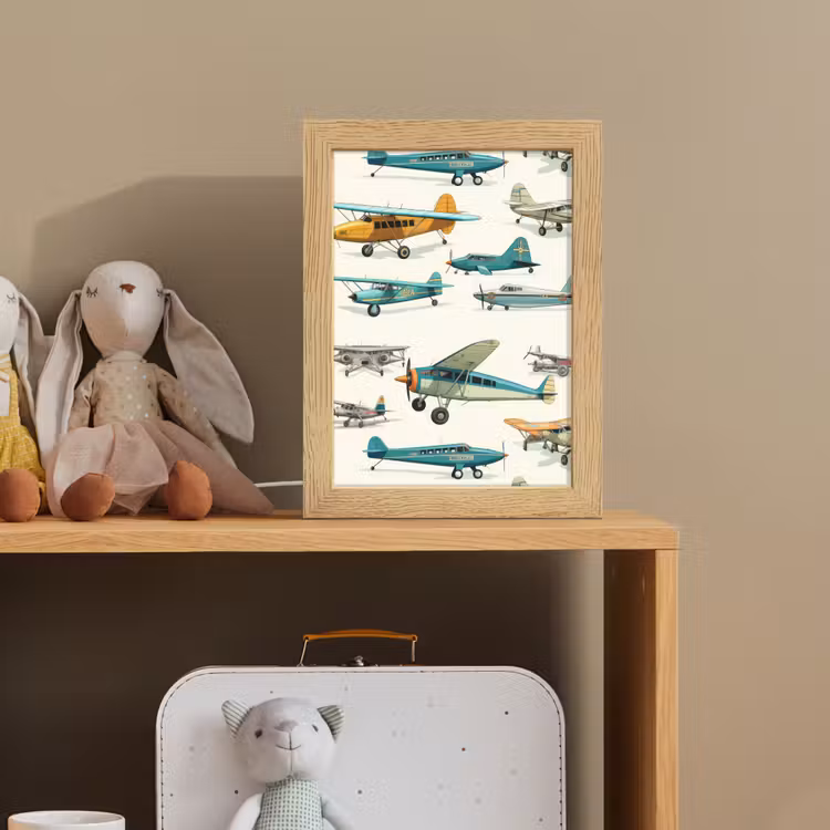 Vliegtuig - Blauw - Kinderen - Jongen - Oranje Light Box met kabel klein -sfeer2_kind