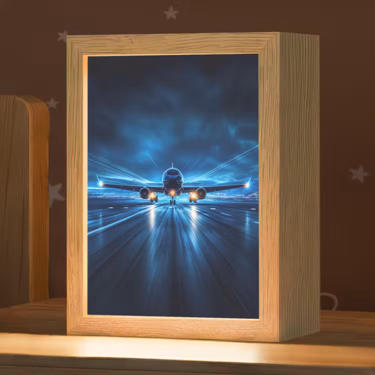 Vliegtuig - Blauw - Futuristisch Light Box met kabel klein -zzz_3d_website