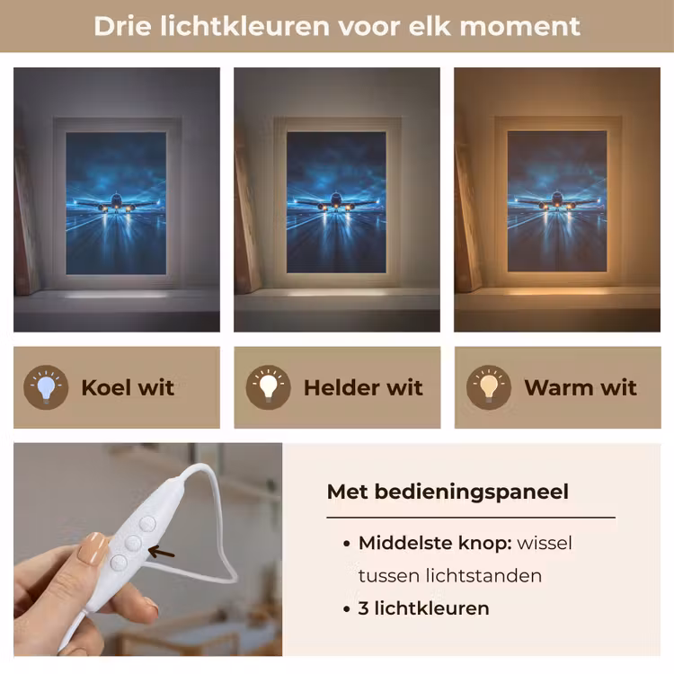Vliegtuig - Blauw - Futuristisch Light Box met kabel klein -USP_lichtkleurNL