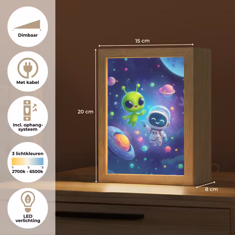 Alien - Astronaut - Ruimte - Planeten Light Box met kabel klein -USP_NL