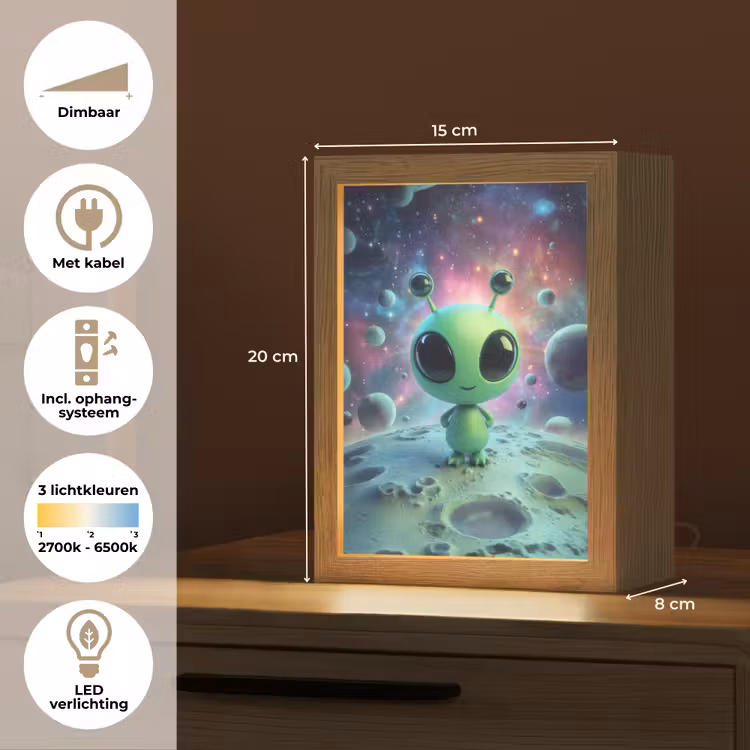 Alien - Groen - Planeten - Ruimte Light Box met kabel klein -USP_NL
