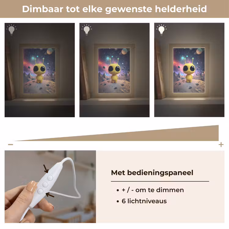 Alien - Ruimte - Geel - Planeten Light Box met kabel klein -USP_dimbaarNL