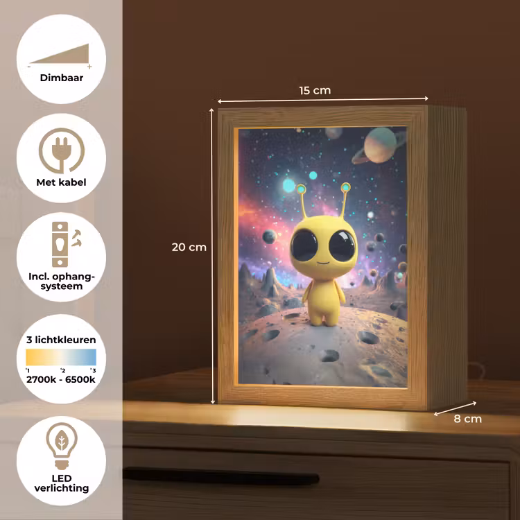 Alien - Ruimte - Geel - Planeten Light Box met kabel klein -USP_NL