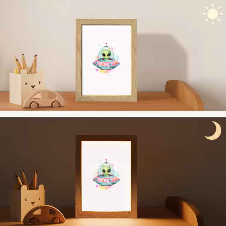 Alien - Ufo - Kleurrijk Light Box met kabel klein -sfeer3_kind