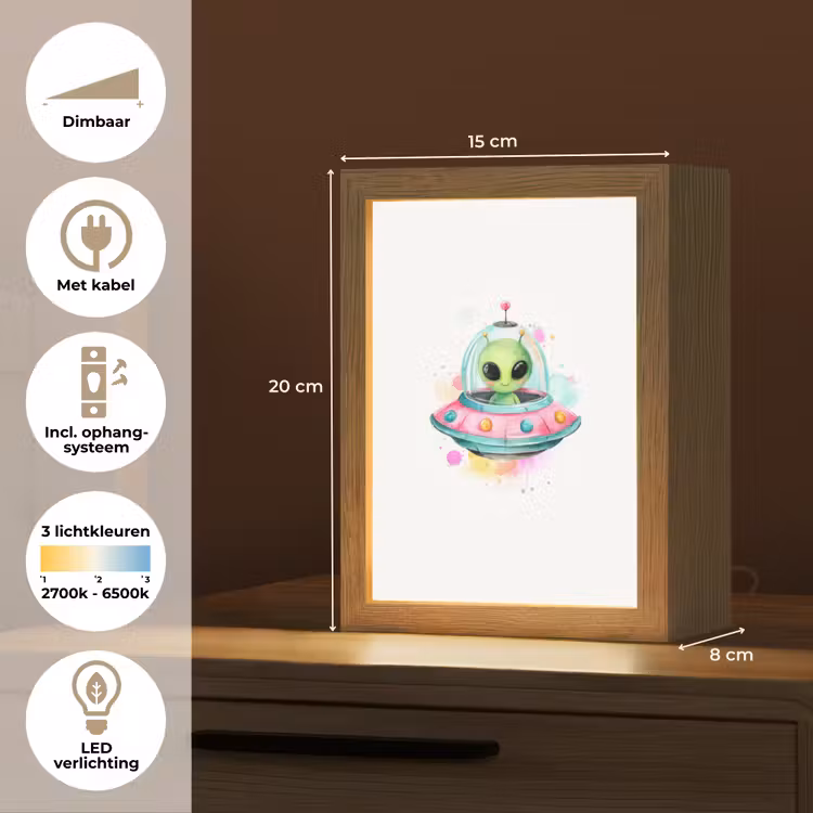 Alien - Ufo - Kleurrijk Light Box met kabel klein -USP_NL