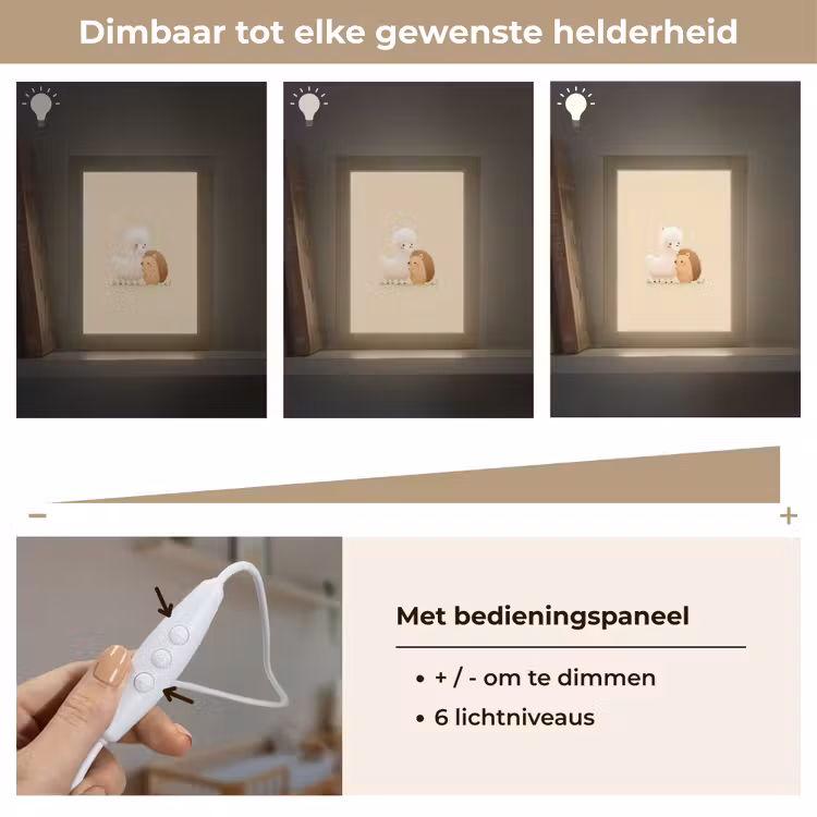 Alpaca - Egel - Bruin - Knuffelen Light Box met kabel klein -USP_dimbaarNL