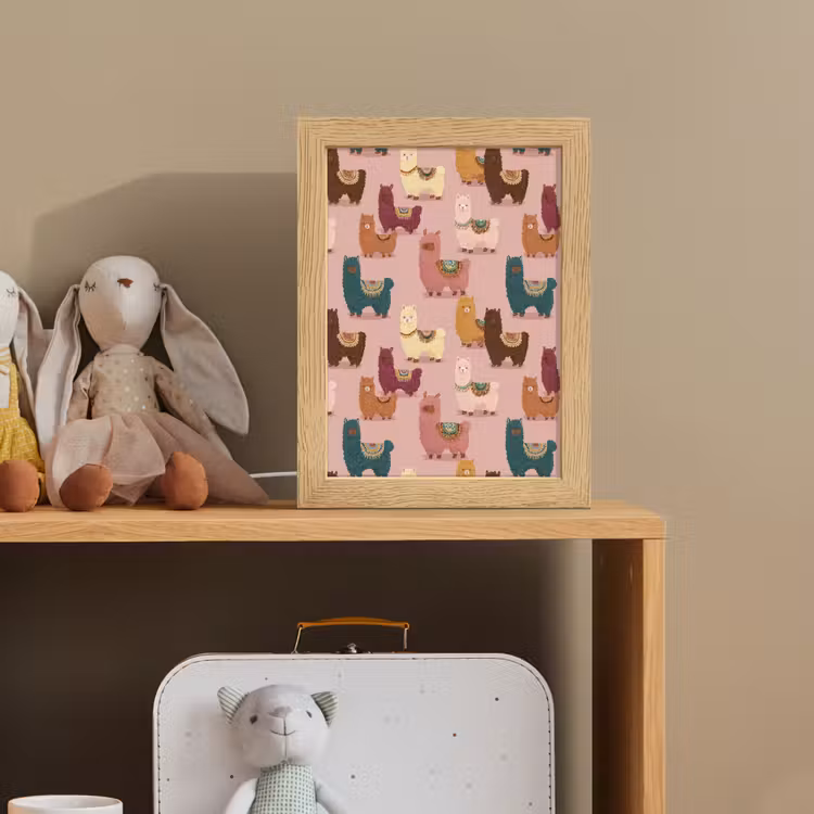 Alpaca's - Patroon - Kleurrijk Light Box met kabel (Kinderlampje) klein 904 -sfeer2_kind
