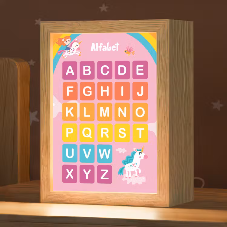 Alfabet - Educatief - Letters leren voor kinderen - Roze - Eenhoorn Light Box met kabel klein -zzz_3d_website