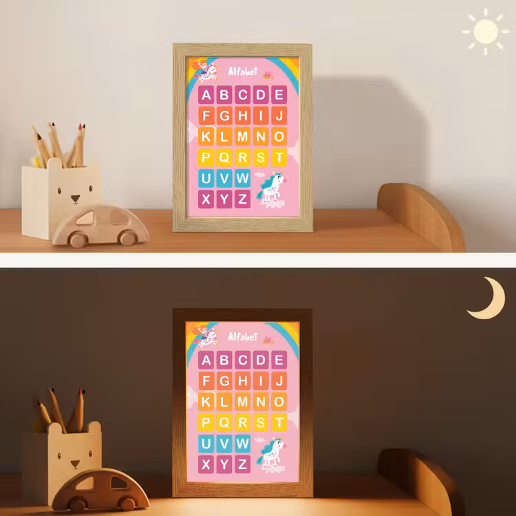 Alfabet - Educatief - Letters leren voor kinderen - Roze - Eenhoorn Light Box met kabel klein -sfeer3_kind