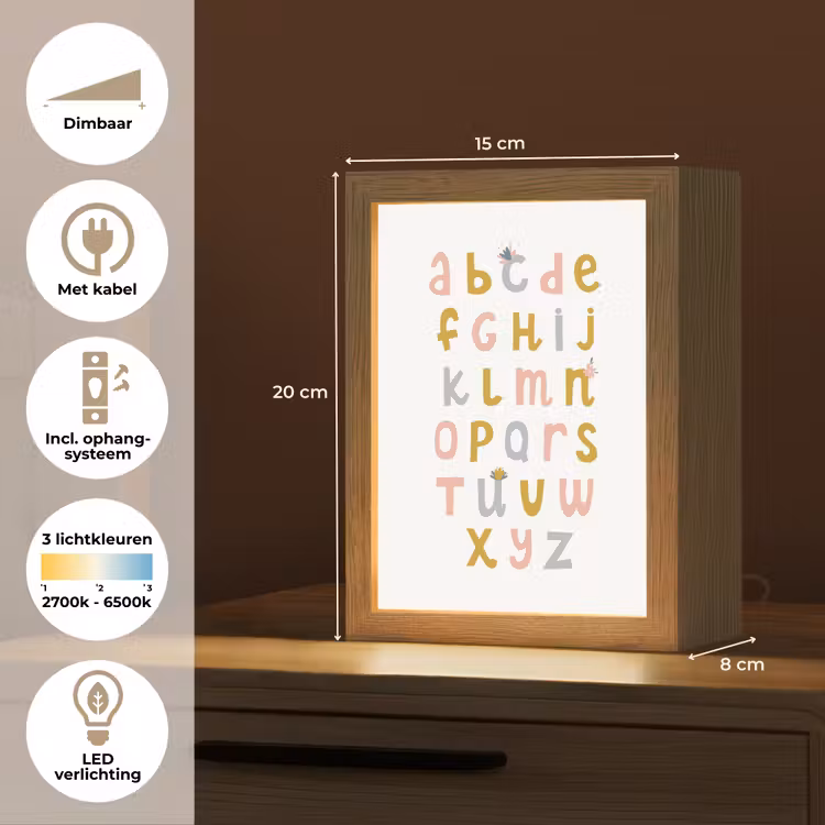 Alfabet - Roze - Letters leren voor kinderen Light Box met kabel klein -USP_NL