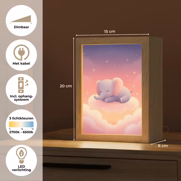 Dier - Roze - Wolken Light Box met kabel klein -USP_NL