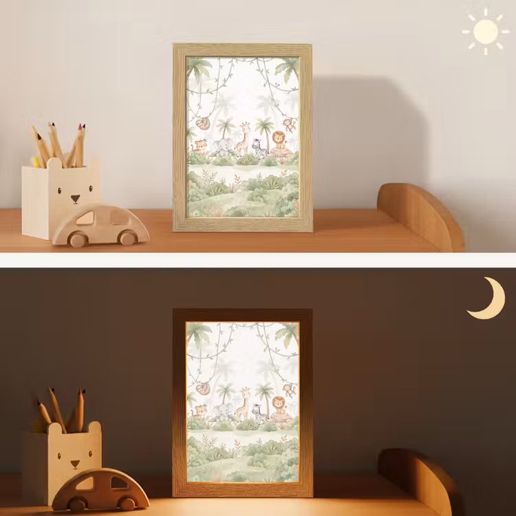 Dieren - Jungle - Pastel Light Box met kabel (Kinderlampje) klein -sfeer3_kind