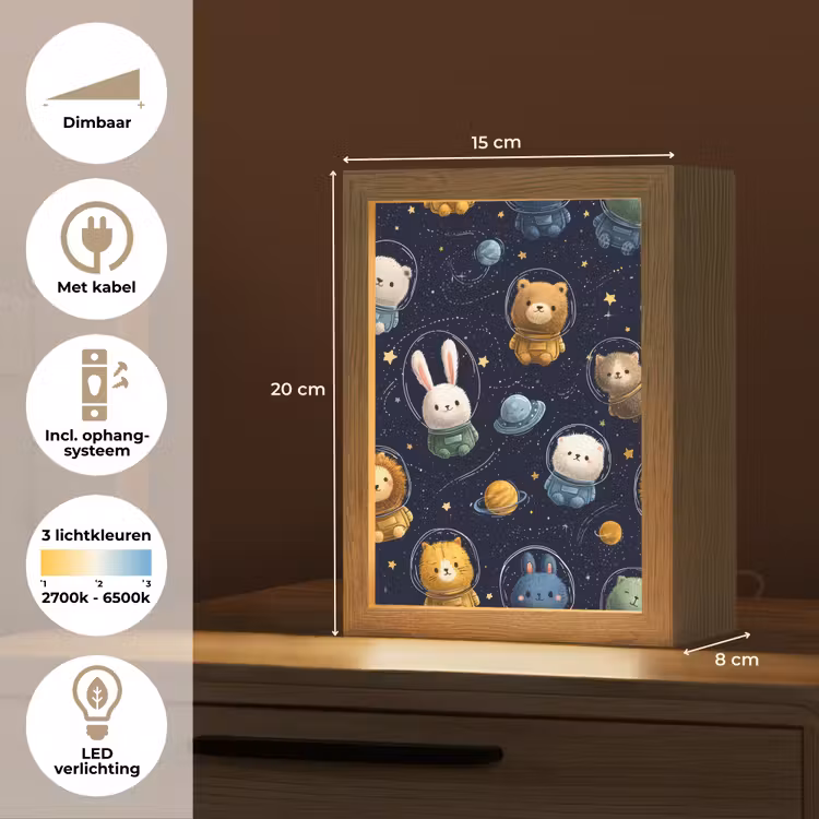 Dieren - Sterrenhemel - Ruimte Light Box met kabel klein -USP_NL