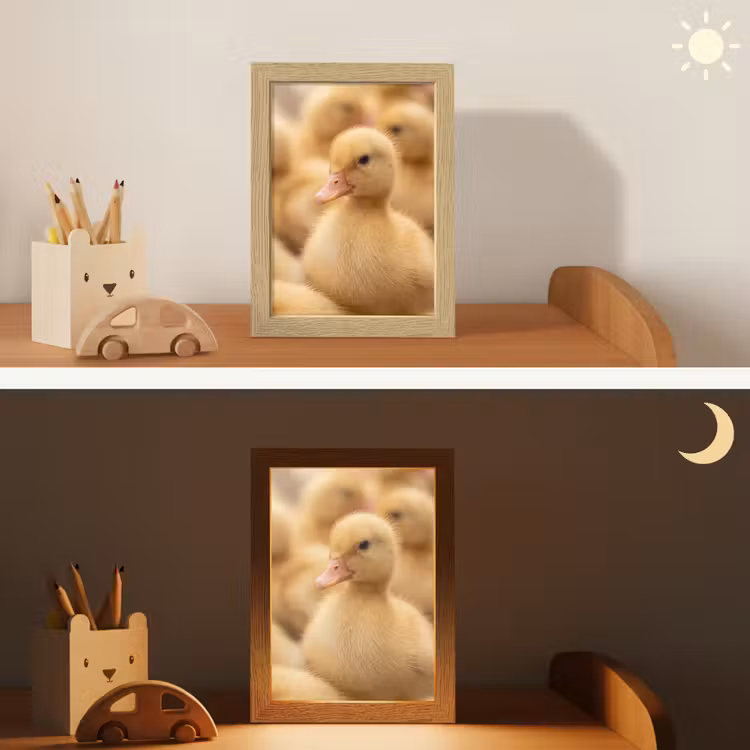 Pijltje - Eend - Natuur - Geel Light Box met kabel (Kinderlampje) klein -sfeer3_kind
