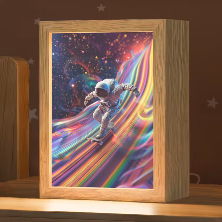 Astronaut - Ruimte - Skateboard - Kleurrijk Light Box met kabel klein -zzz_3d_website