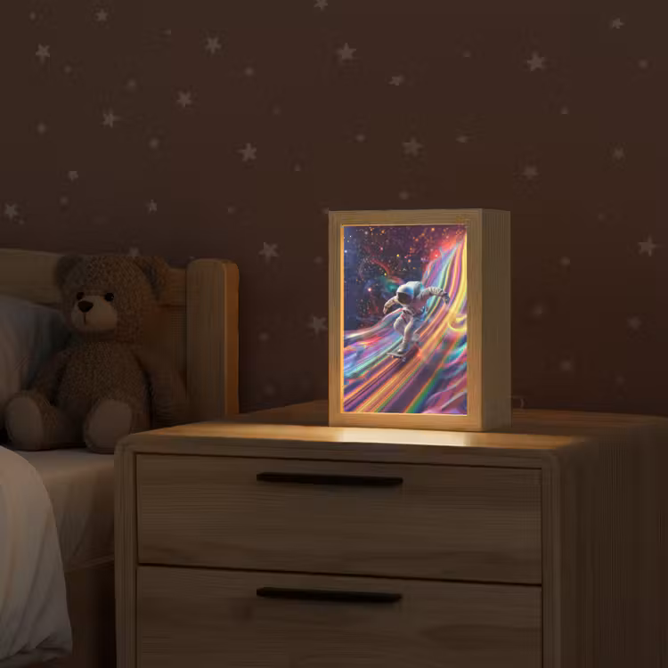 Astronaut - Ruimte - Skateboard - Kleurrijk Light Box met kabel klein -sfeer1_kind