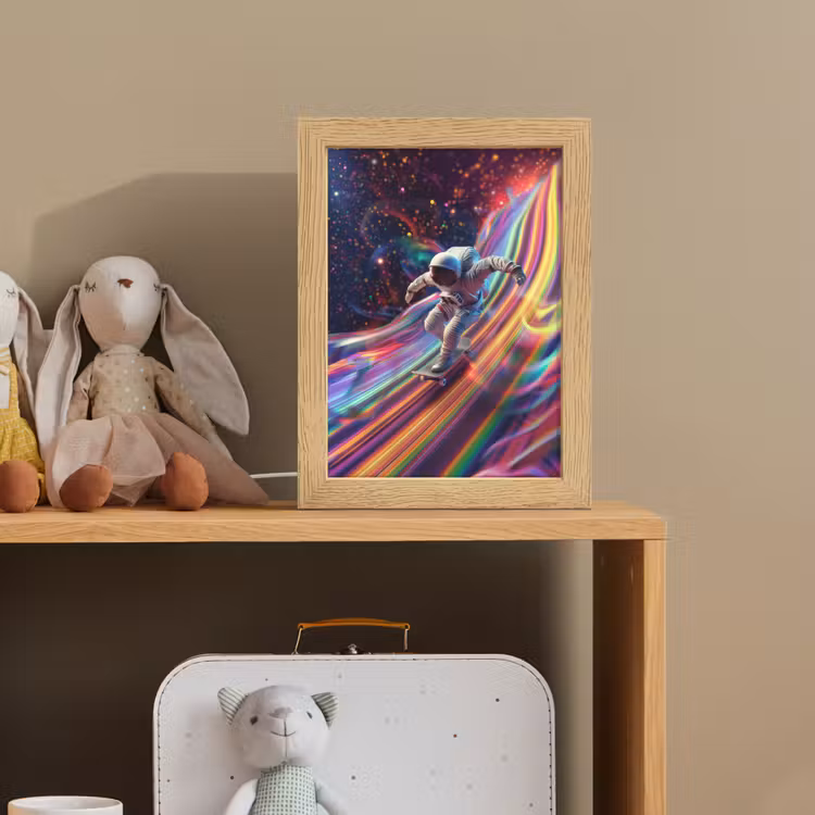 Astronaut - Ruimte - Skateboard - Kleurrijk Light Box met kabel klein -sfeer2_kind