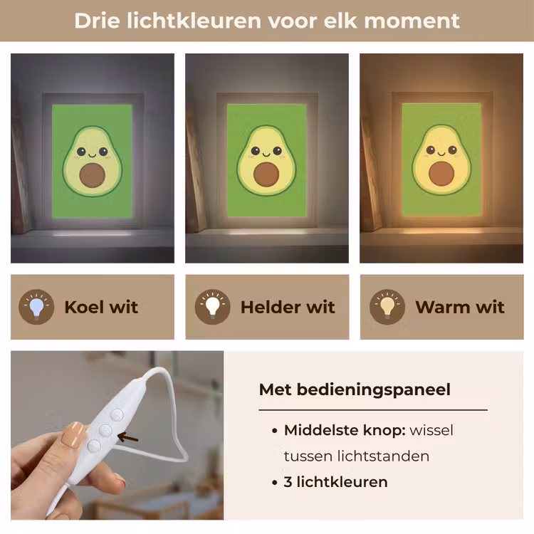 Avocado - Groen - Speels Light Box met kabel klein -USP_lichtkleurNL