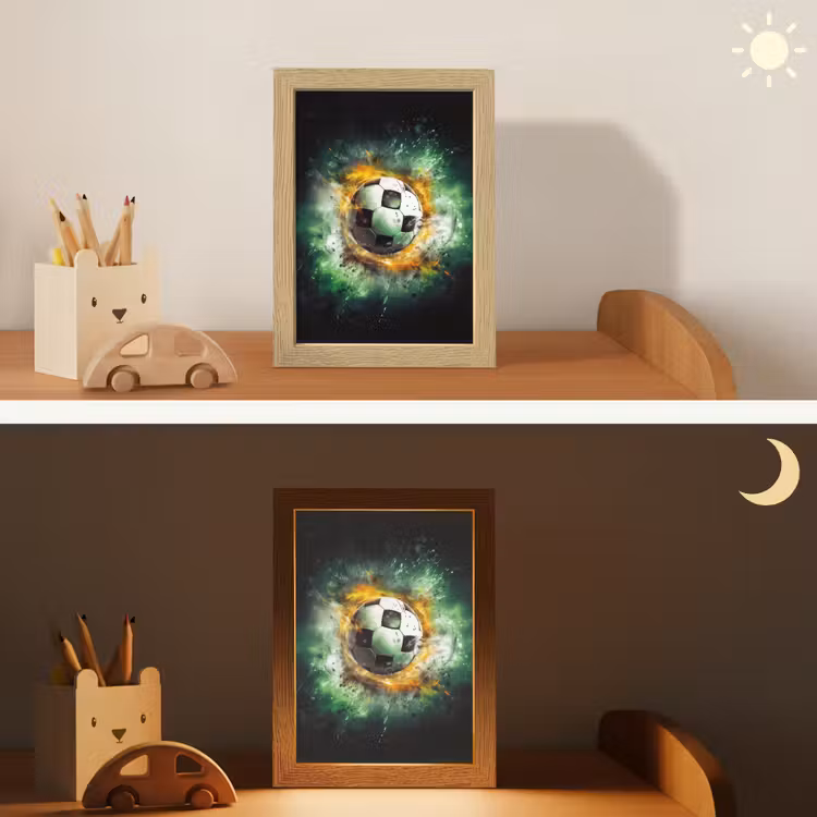 Bal - Voetbal - Groen - Oranje - Rook Light Box met kabel klein -sfeer3_kind
