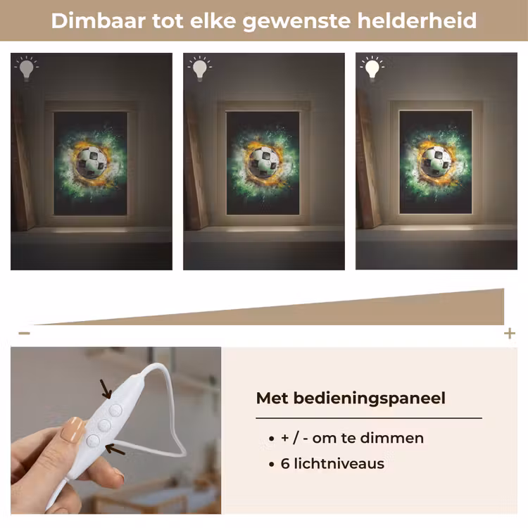 Bal - Voetbal - Groen - Oranje - Rook Light Box met kabel klein -USP_dimbaarNL