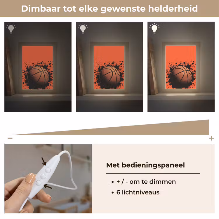 Basketbal - Verf - Sport - Oranje Light Box met kabel (Kinderlampje) klein -USP_dimbaarNL
