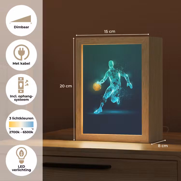 Basketbalspeler - Digitaal - Groen - Blauw Light Box met kabel klein -USP_NL