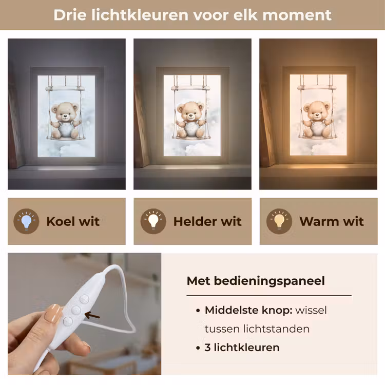Beer - Baby - Dier - Kinderen Light Box met kabel klein -USP_lichtkleurNL